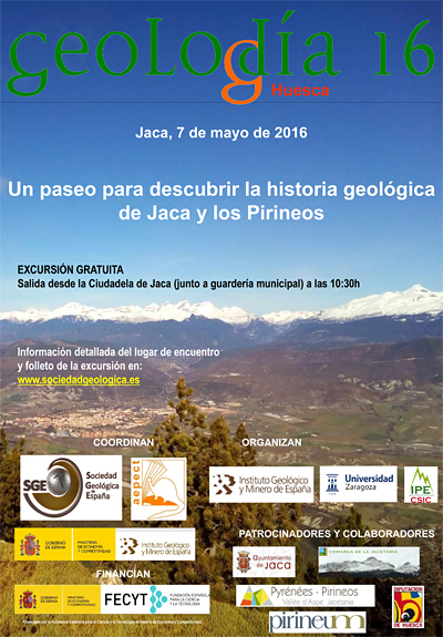 En la provincia de Huesca, Jaca ha sido escogida como punto de partida para la excursión guiada "Un paseo para descubrir la historia geológica de Jaca y los Pirineos”, gracias a su excepcional entorno natural y su ubicación en el Pirineo central. 
