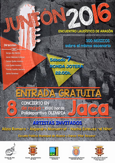Los próximos días 7 y 8 de mayo tendrá lugar en Jaca el VII Encuentro laudístico de Aragón, el “Juntón”, en el que participarán más de 300 músicos de rondallas de toda la Comunidad Autónoma de Aragón, en un evento organizado por el Grupo de Jota Uruel de Jaca.
