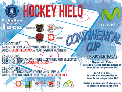 Jaca acogerá del 21 al 23 de octubre la Continental Cup by Movistar de Hockey Hielo 2016, en un evento que reunirá a la élite del hockey europeo.