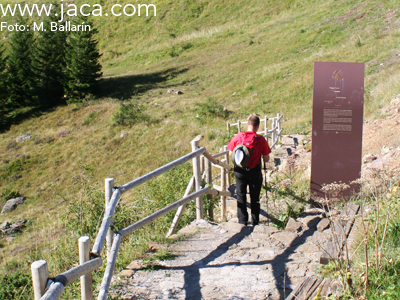 Justamente en el margen izquierdo de la N330 encontraremos la señal que marca el paso del Camino Francés. 