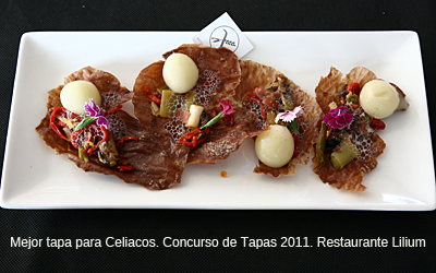Tapa Ganadora categoría "Sin Gluten" en el Concurso de Tapas 2011. Rte. Lilium