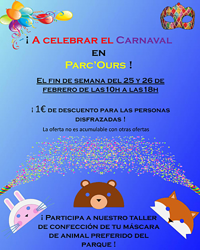 En el Valle de Aspe también hay previstas actividades de Carnaval. El espacio faunístico de Borce nos propone un carnaval diferente, con la visita al parque, taller de confección de máscaras y diversas actividades en torno al carnaval. 