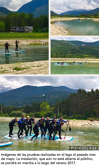 Durante esta semana, Villanúa también ha realizado las primeras pruebas del lago del Juncaral, que se inaugurará este mes de junio y que viene a completar la oferta de turismo activo del Ecoparque el Juncaral, que ya contaba con tirolinas, canoas, tiro con arco, láser combat y fútbol-golf.   El lago tiene 9.000 m y 1,5 m. de profundidad e inicialmente se podrán realizar actividades de pádel-surf y paseos en barca de remo, y en un futuro se ampliará con pesca deportiva.