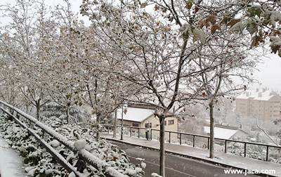 Jaca se ha despertado esta mañana de viernes cubierta de nieve, al igual que las estaciones de esquí del Valle del Aragón. Unas precipitaciones muy bien acogidas y que ya han supuesto el anuncio de la fecha de apertura de Astún, prevista para el próximo martes 5 de diciembre. 