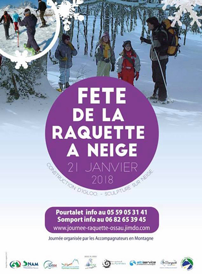 Además este domingo también se celebra el Día de la Raqueta de nieve, que contará con actividades en Somport y Pourtalet. A celebrar en el entorno del Parc National des Pyrénées , podemos obtener más información sobre el evento en la Oficina de Turismo del Valle de Aspe (http://www.tourisme-aspe.com/fiestas-eventosvalle-aspe-pirineos.html) y la web del evento en https://journee-raquette-ossau.jimdo.com. 