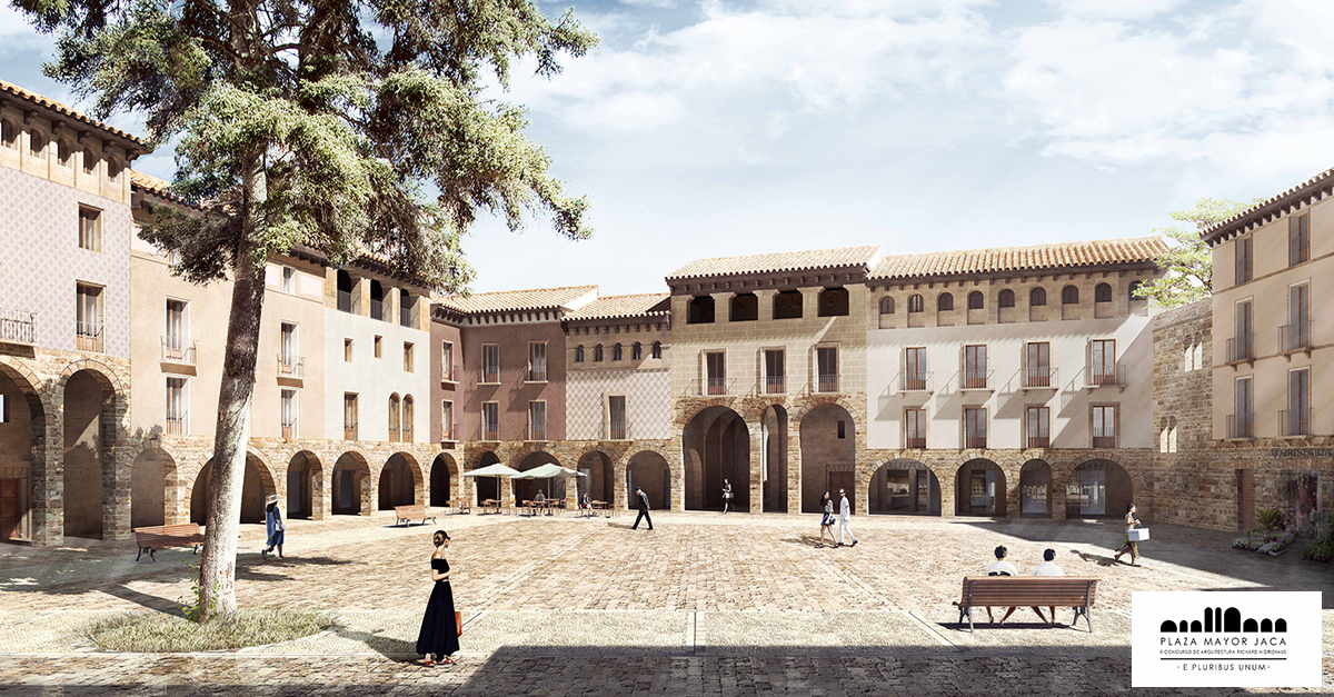 La propuesta ganadora corresponde al proyecto “Pluribus Unum” de los arquitectos sevillanos Abelardo Linares y Elena Jiménez que proponen un nuevo ámbito cívico que destaca por su vitalidad y diversidad, recogiendo el legado de la arquitectura que históricamente ha definido el carácter de la ciudad. El proyecto aprovecha el carácter fragmentario de las parcelas para generar diversidad con diferentes diseños para cada una de las distintas edificaciones propuestas, prestando especial cuidado a las fachadas de la nueva plaza, acercando la luz a los pasajes abiertos para conectarla con las calles circundantes, y creando abriendo a ella comercios y soportales.