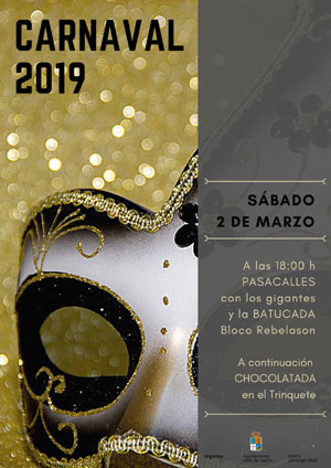 Hecho también celebrará Carnaval ese sábado 2, con pasacalles con los gigantes y la batucada a partir de las 18 h y al finalizar, chocolatada en el Trinquete. 