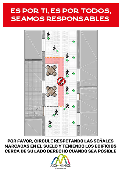 Jaca instala carteles para señalizar el flujo de peatones