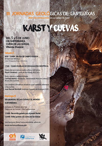 La Cueva de Las Güixas conmemorará el primer fin de semana de junio el Día Internacional de las cuevas y el mundo subterráneo, con las III Jornadas Geológicas de Las Güixas, centradas en la temática de esta edición: «Karst y cuevas». Salidas y visitas guiadas en gruta, puertas abiertas el domingo y visita al sendero fluvial son algunas de las propuestas.