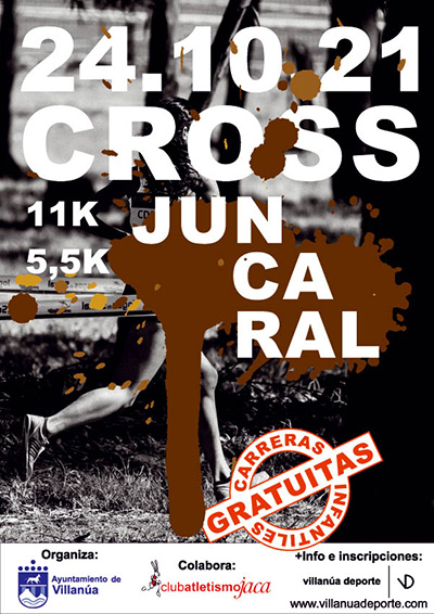 El Cross del Juncaral, organizado por el Ayuntamiento de Villanúa y Villanúa Deporte, y este año con la colaboración del Club Atletismo Jaca, cuenta con dos recorridos distintos, el A de 10 Km y el B, de 5 Km, que discurren por un tramo del Camino de Santiago y un por un paisaje que en esta época otoñal está espectacular.