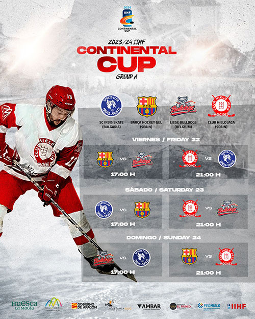 La segunda máxima competición europea por clubes, solo por detrás de la Champions Hockey League, se celebrará en el Pabellón de Hielo de Jaca con seis partidos (dos por día), a las 17:00 horas y a las 21:00 horas. El Club Hielo Jaca, que siempre jugará el segundo partido, se medirá el viernes 22 al equipo búlgaro, el sábado 23 a los belgas y el domingo 24 al equipo catalán. 