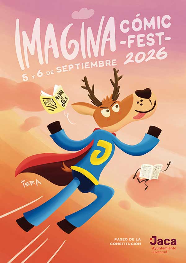 Jaca vuelve a asomarse este fin de semana al universo del cómic y la ilustración. Imagina Comic Fest celebra su tercera edición los días 5 y 6 de septiembre en el Paseo de la Constitución con una veintena de propuestas gratuitas que combinan talleres, juegos, cuentacuentos, títeres, música y animación.